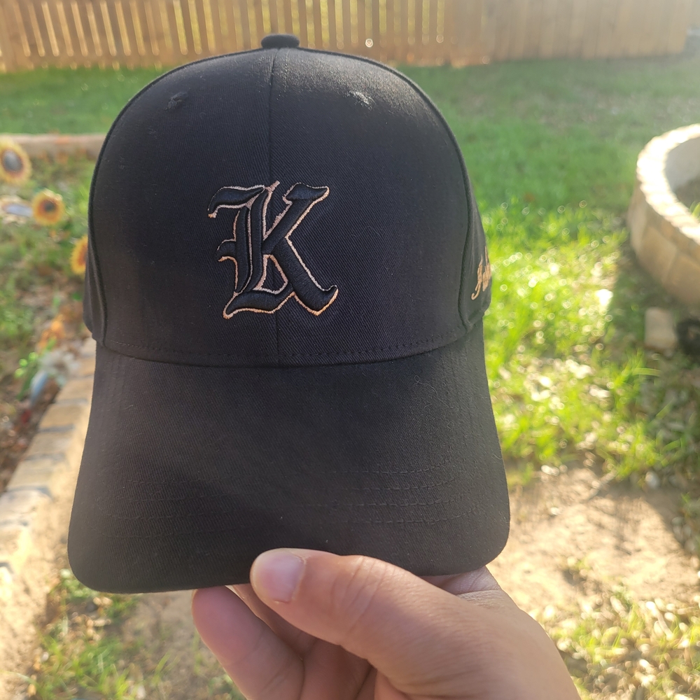 K-Embroidered Black Cap